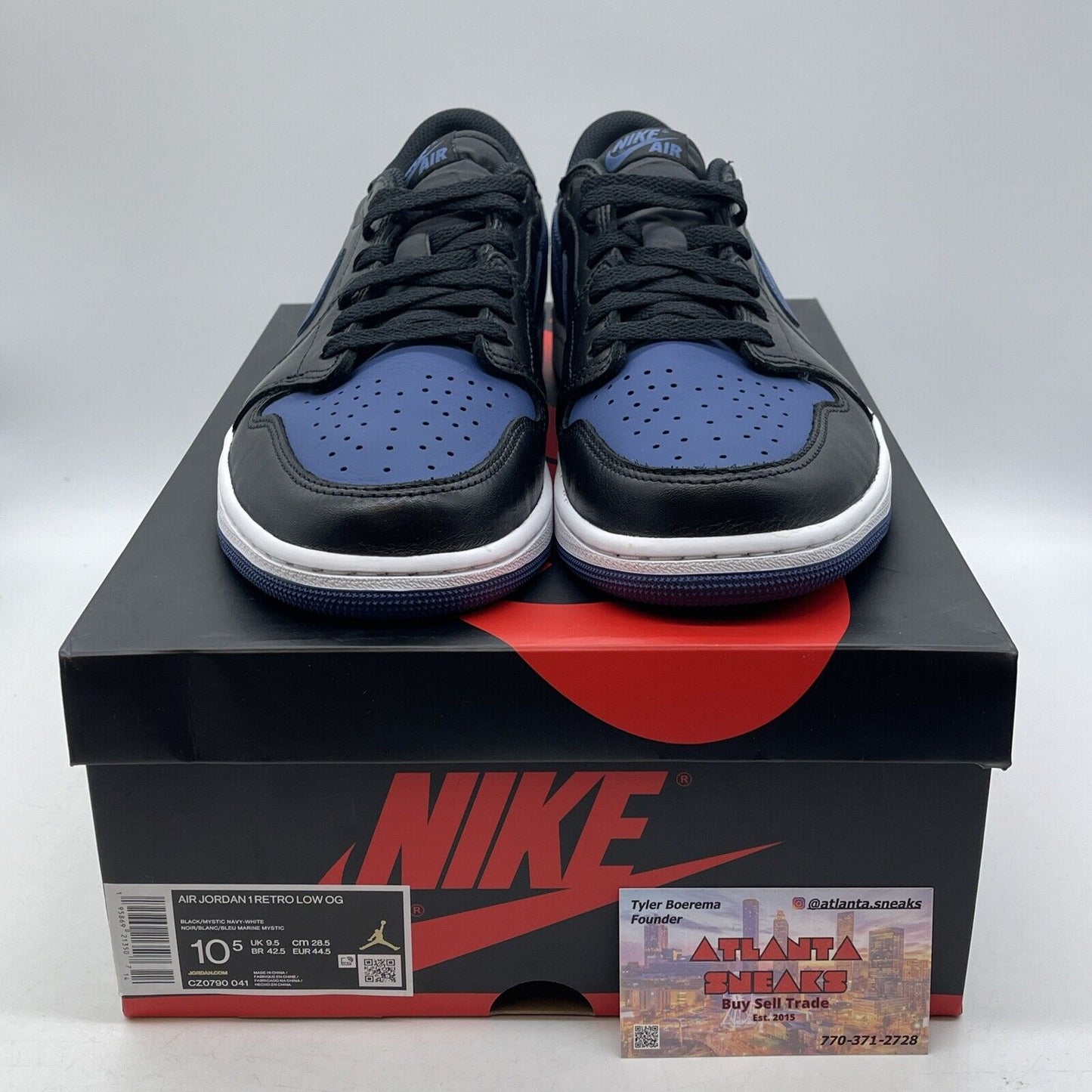 Size 10.5 - Jordan 1 Low OG Mystic Navy Black White Leather (CZ0790-041)