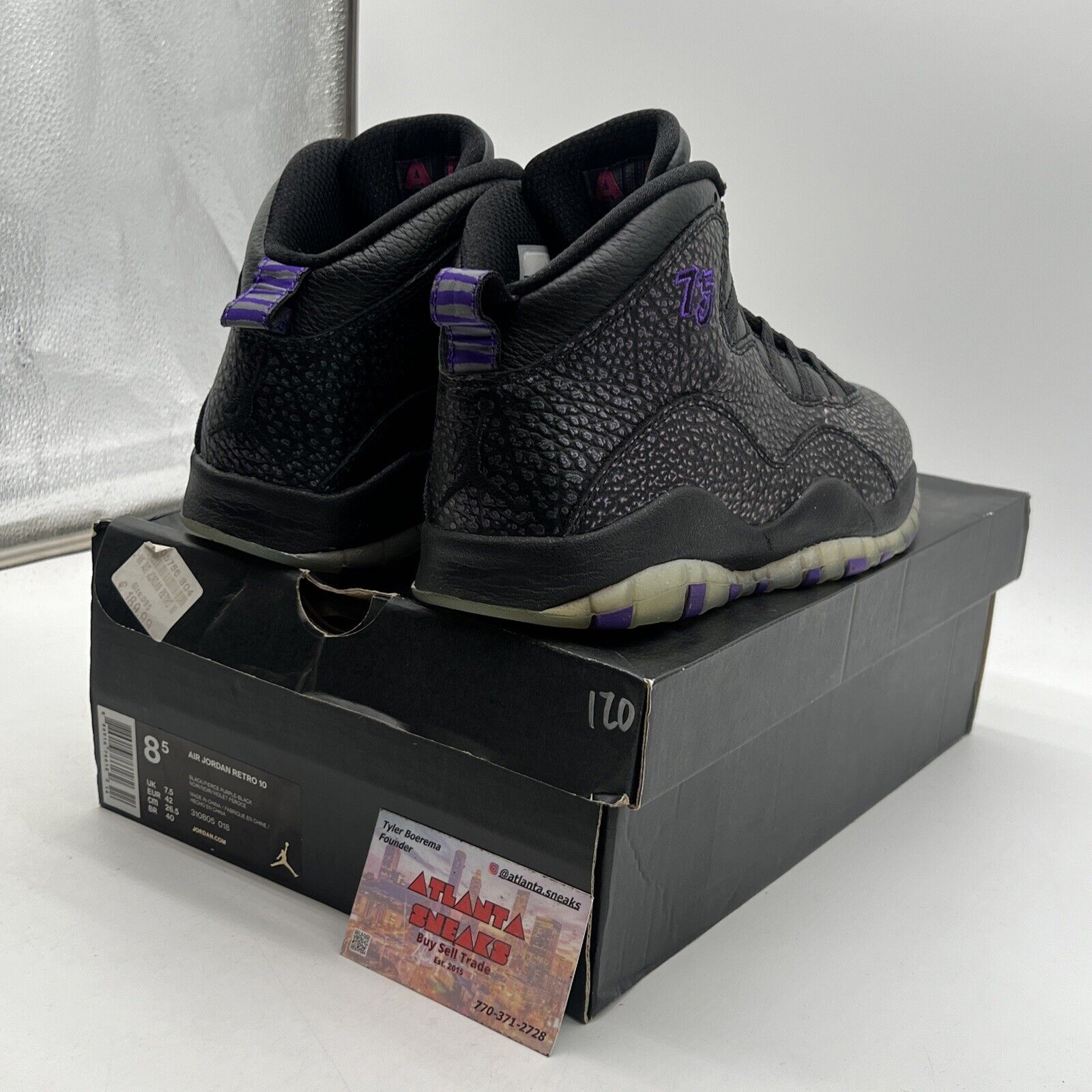 Size 8.5 - Air Jordan 10 Retro Paris Black Purple Leather (310805-018)