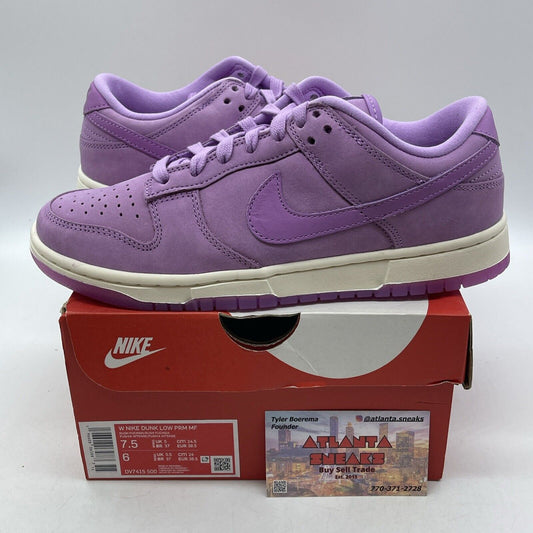 Size 7.5W - Nike Dunk Premium Low Rush Fuchsia Purple White Suede (DV7415-500)