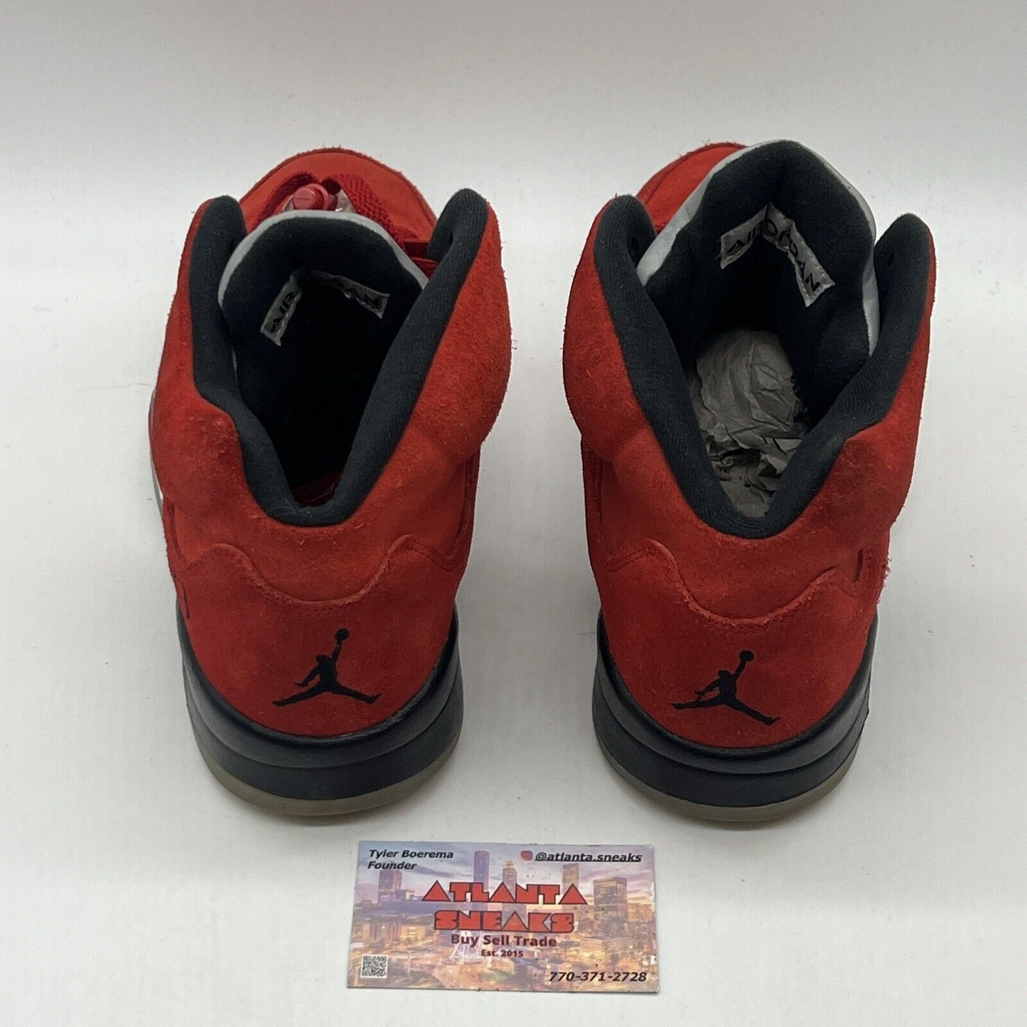 Size 10 - Jordan 5 Retro Mid Raging Bull Black Red Used Suede