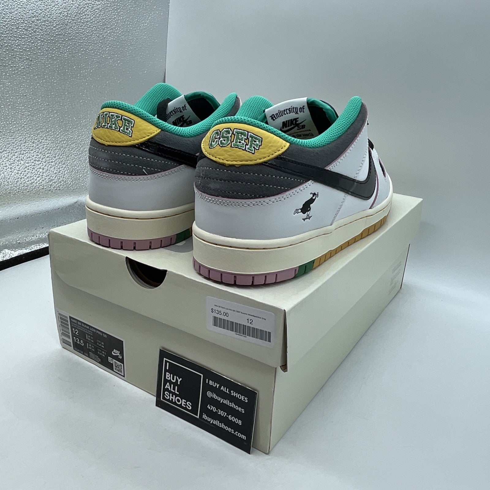 Size 12 - CSEF x Nike Dunk SB Low White Clear Emerald (HJ4132-100)