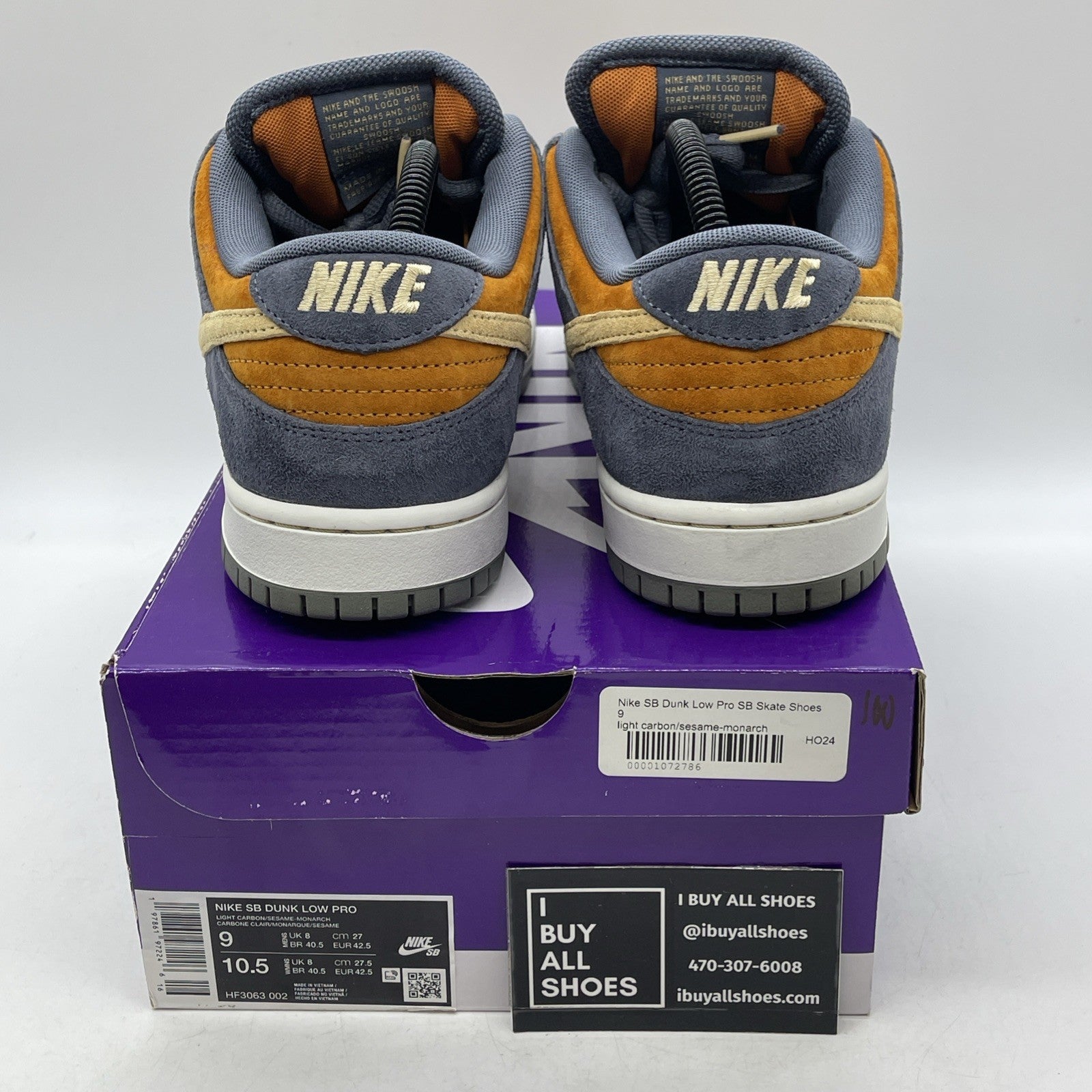 Size 9 - Nike Dunk SB Low Light Carbon Monarch (HF3063-002)