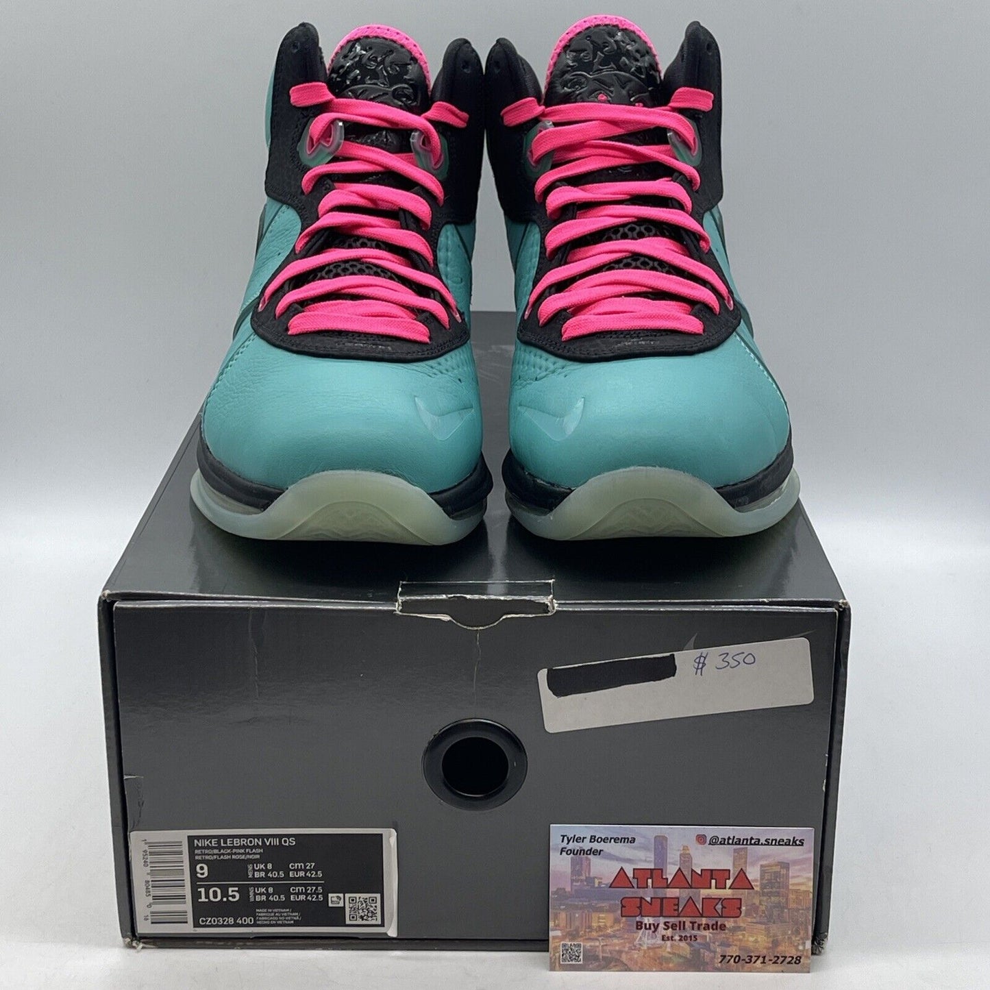 Size 9 - Nike LeBron 8 Retro 2021 Pre-Heat Black Blue Pink Suede (CZ0328-400)