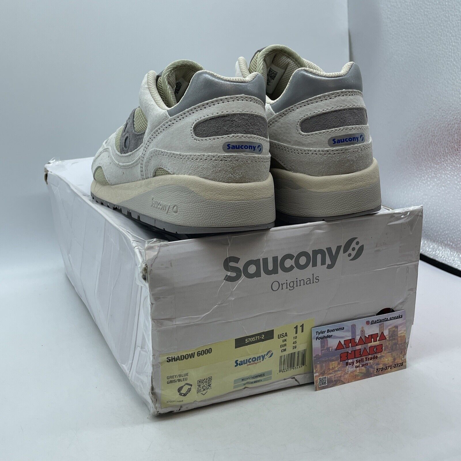Size 6 - Saucony Shadow 6000 Megabyte Grey Brown Tan white  Suede (S70571-2)