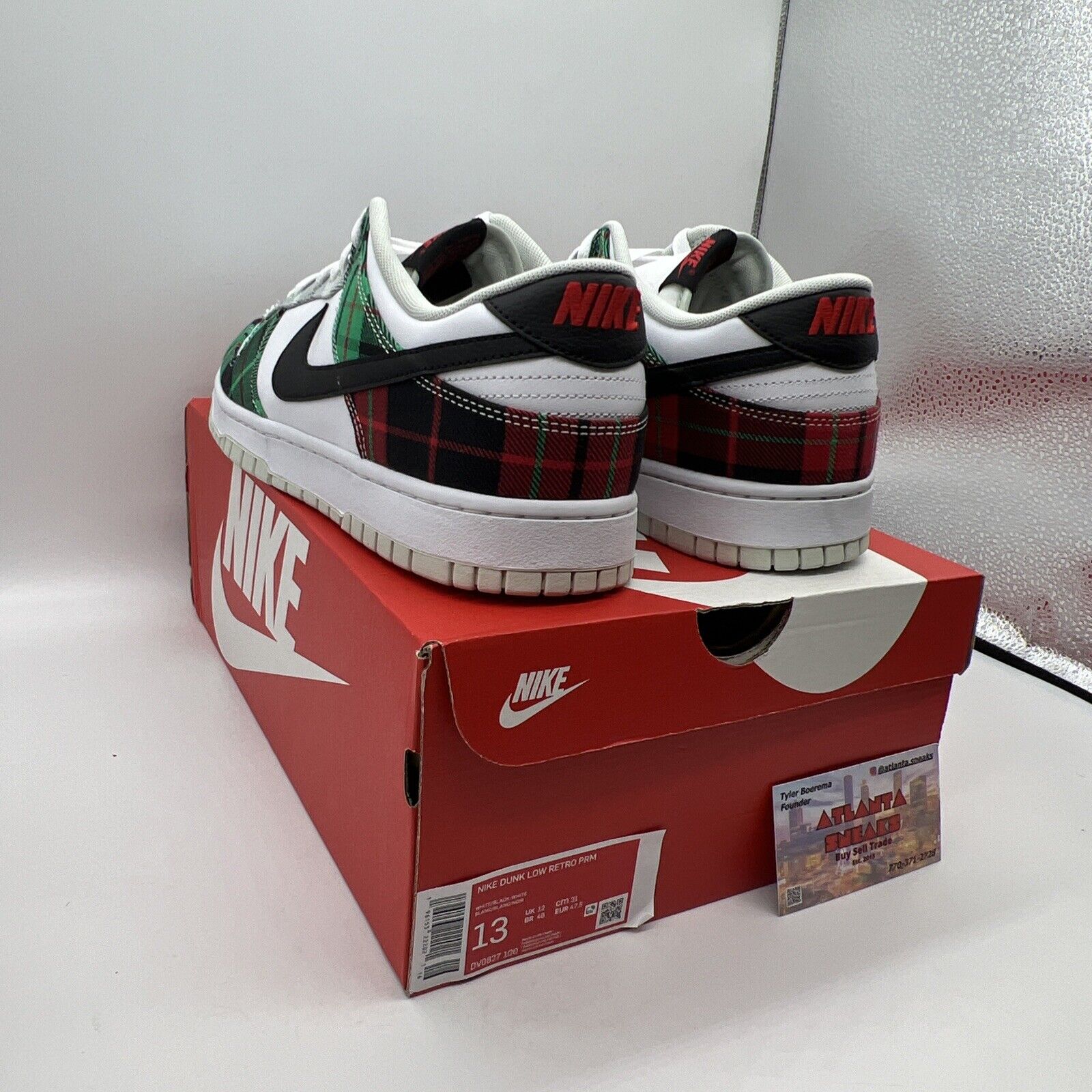 Nike Dunk Low 'Tartan Plaid' White Black Red Grey DV0827-100 Size 13 Brand New