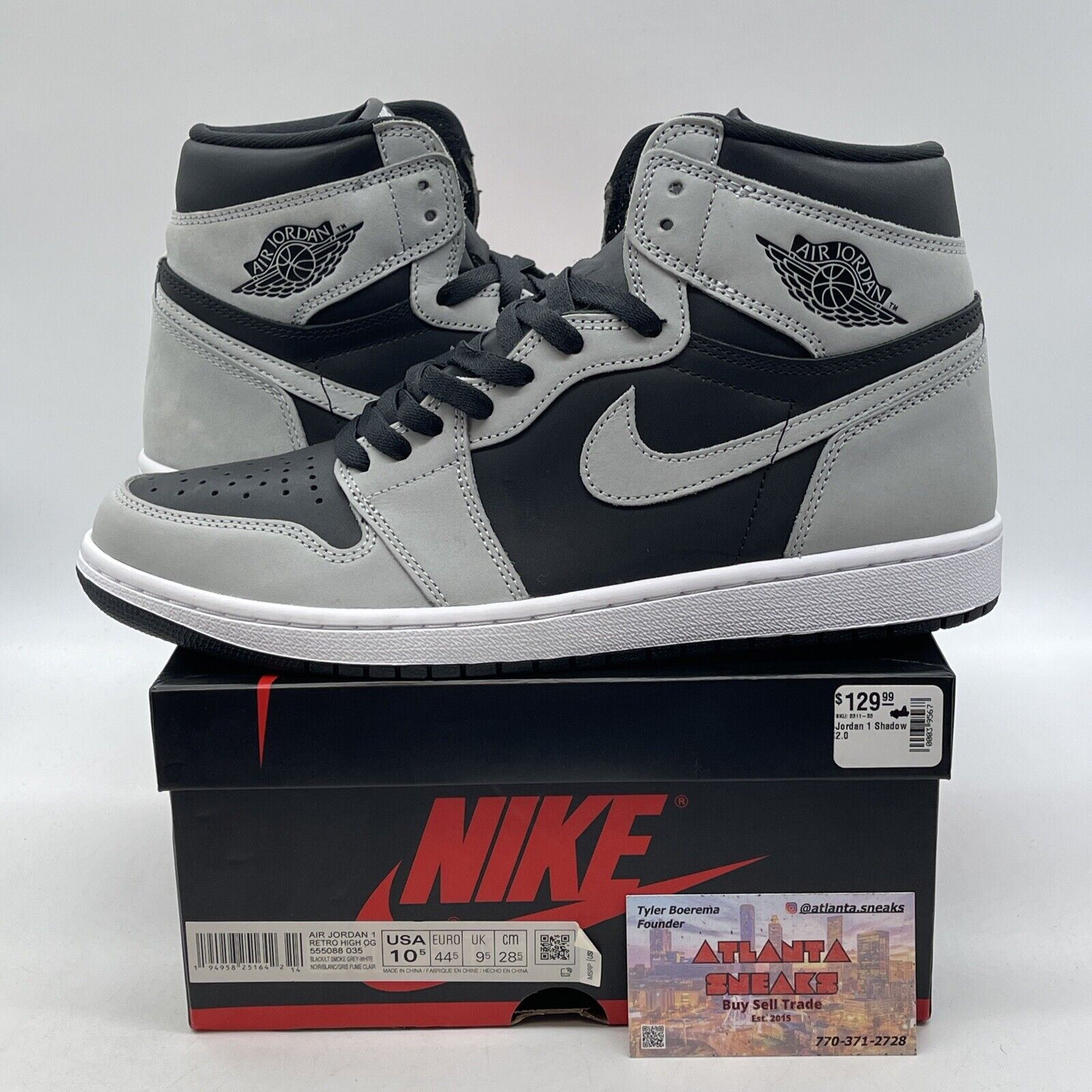 Size 10 - Jordan 1 Retro OG High Shadow 2.0 White Black Leather (555088-035)