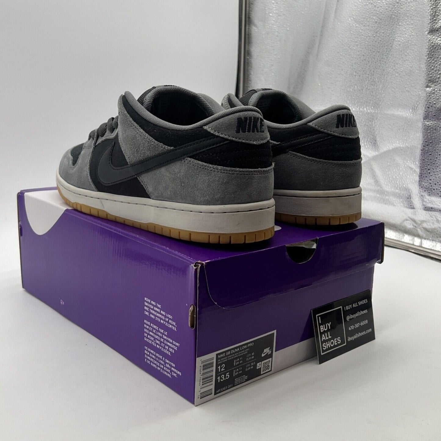 Size 12 - Nike Dunk SB Low Dark Smoke Grey (HF3063-001)