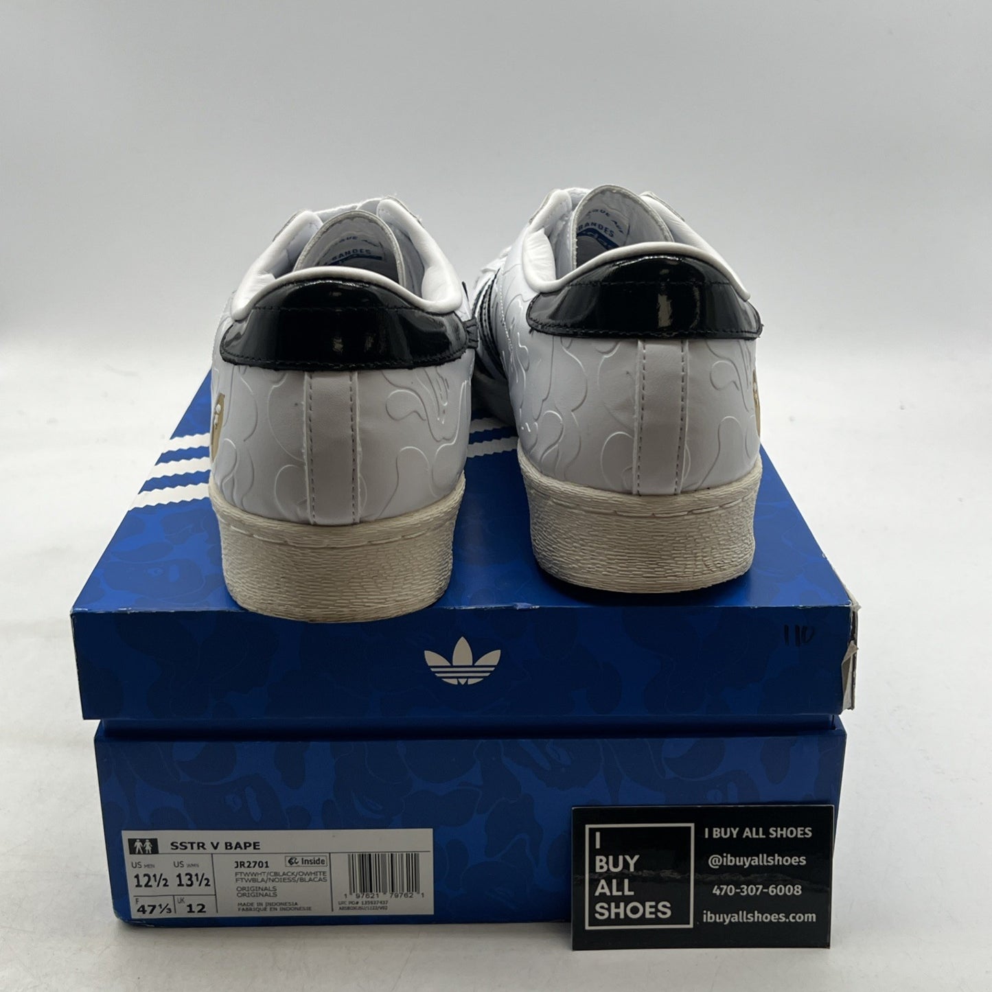 Size 12.5 - adidas BAPE x Superstar Vintage White Black (JR2701)
