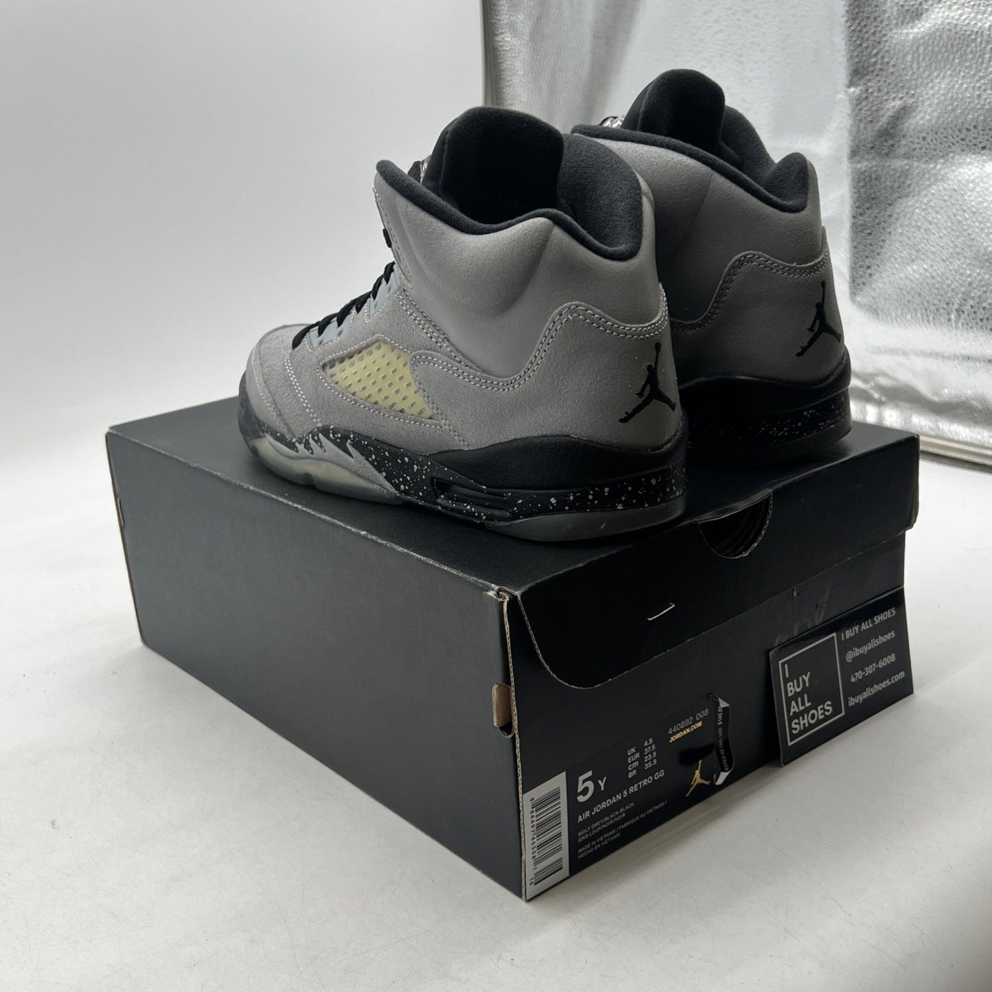 Size 5Y - Air Jordan 5 V Retro GS Wolf Grey (440892-008)