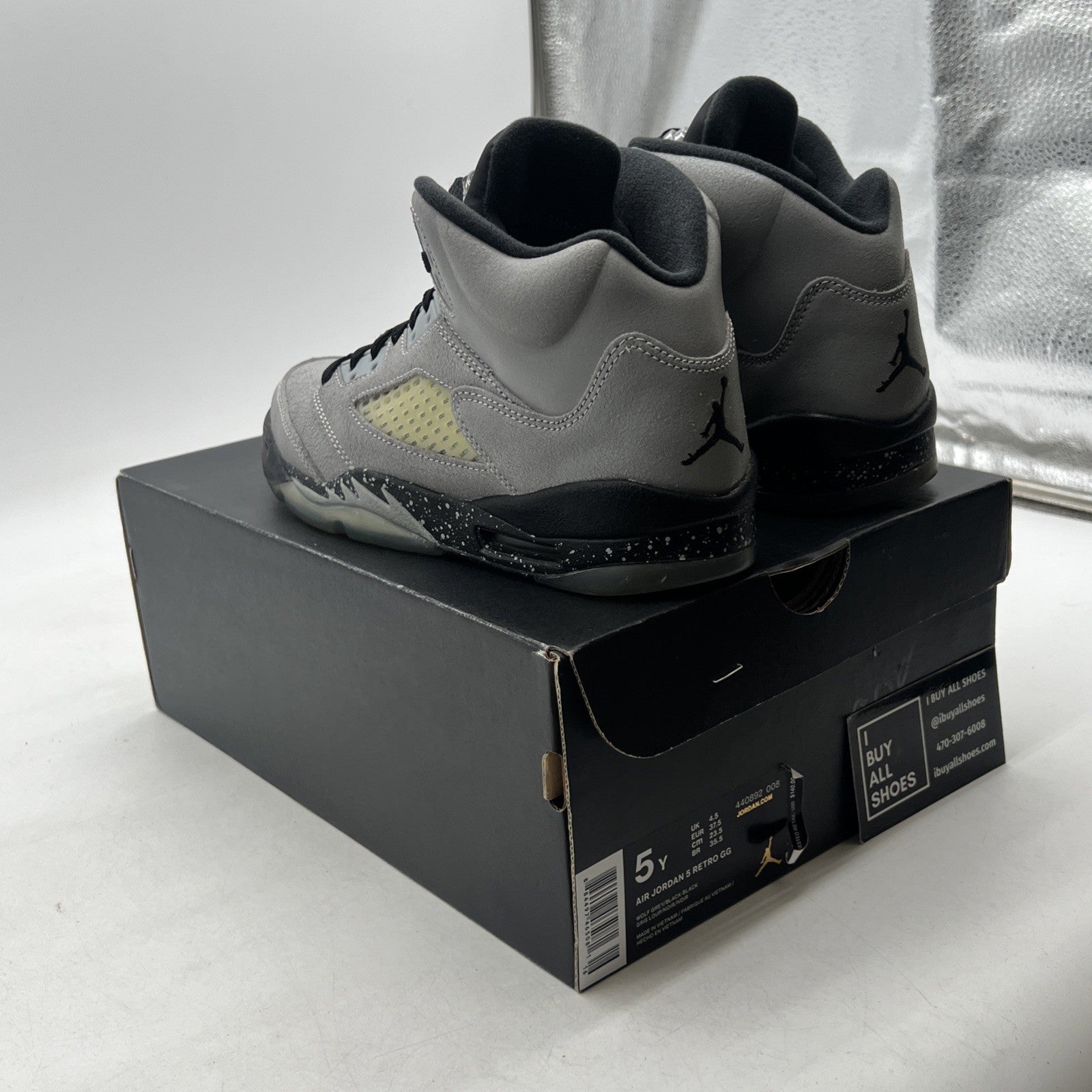 Size 5Y - Air Jordan 5 V Retro GS Wolf Grey (440892-008)