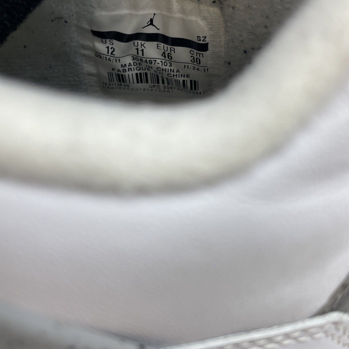 Size 12 - Jordan 4 Retro Cement Grey Black White Leather (308497-103)