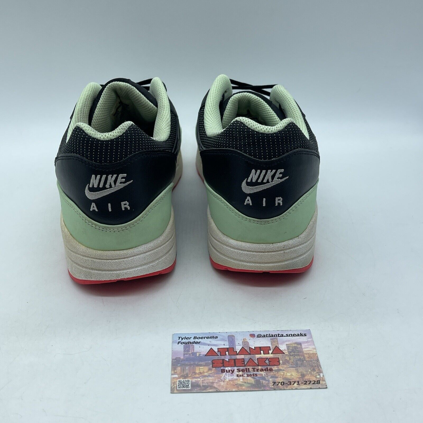 Size 11 - Nike Air Max 1 FB Yeezy Black Leather Green Suede White (579920-066)