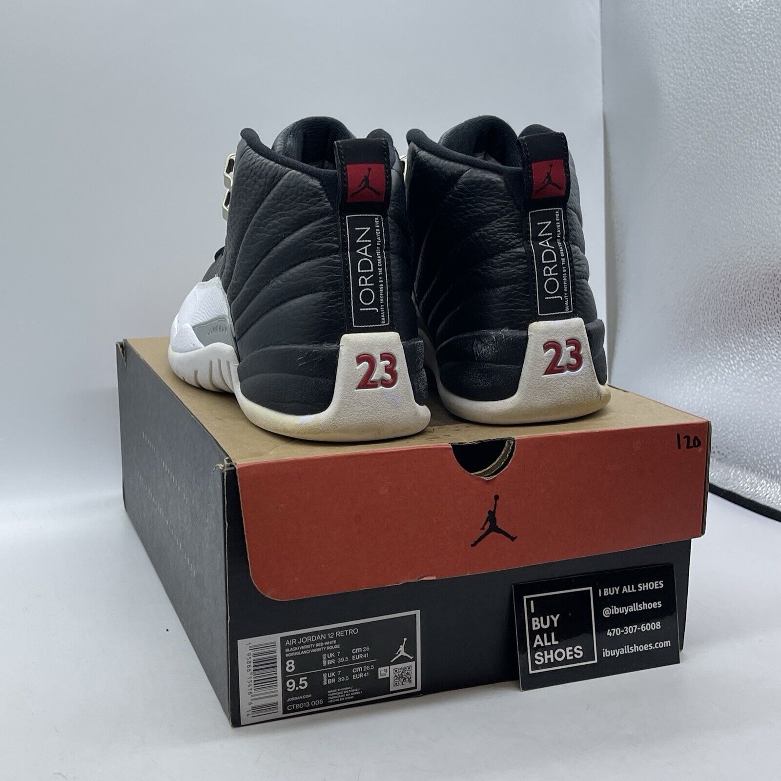 Size 8 - Jordan 12 Retro Mid Playoff Black Red White Silver Leather (CT8013-006)