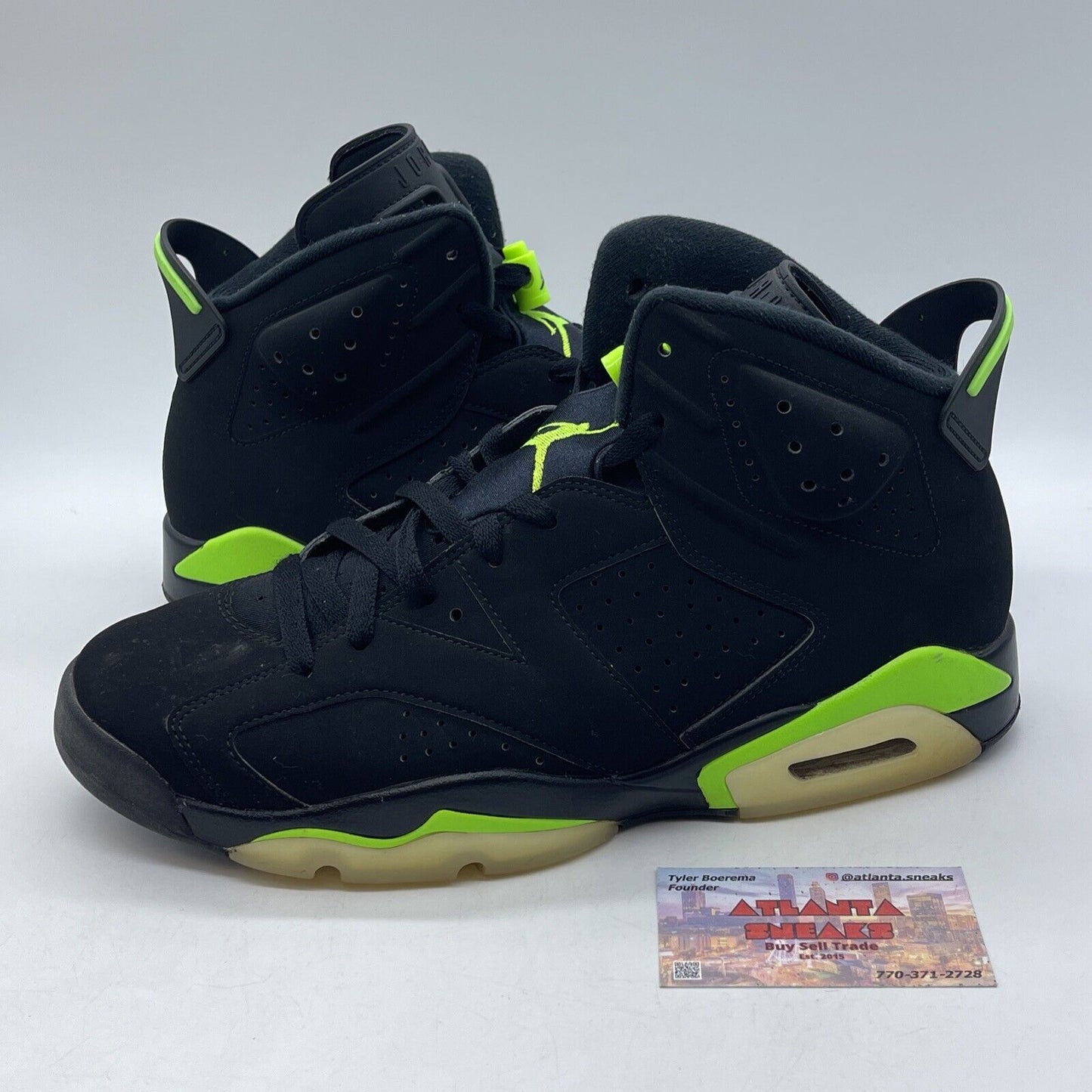 Size 11.5 - Jordan 6 Retro Electric Green White Black Suede (CT8529-003)