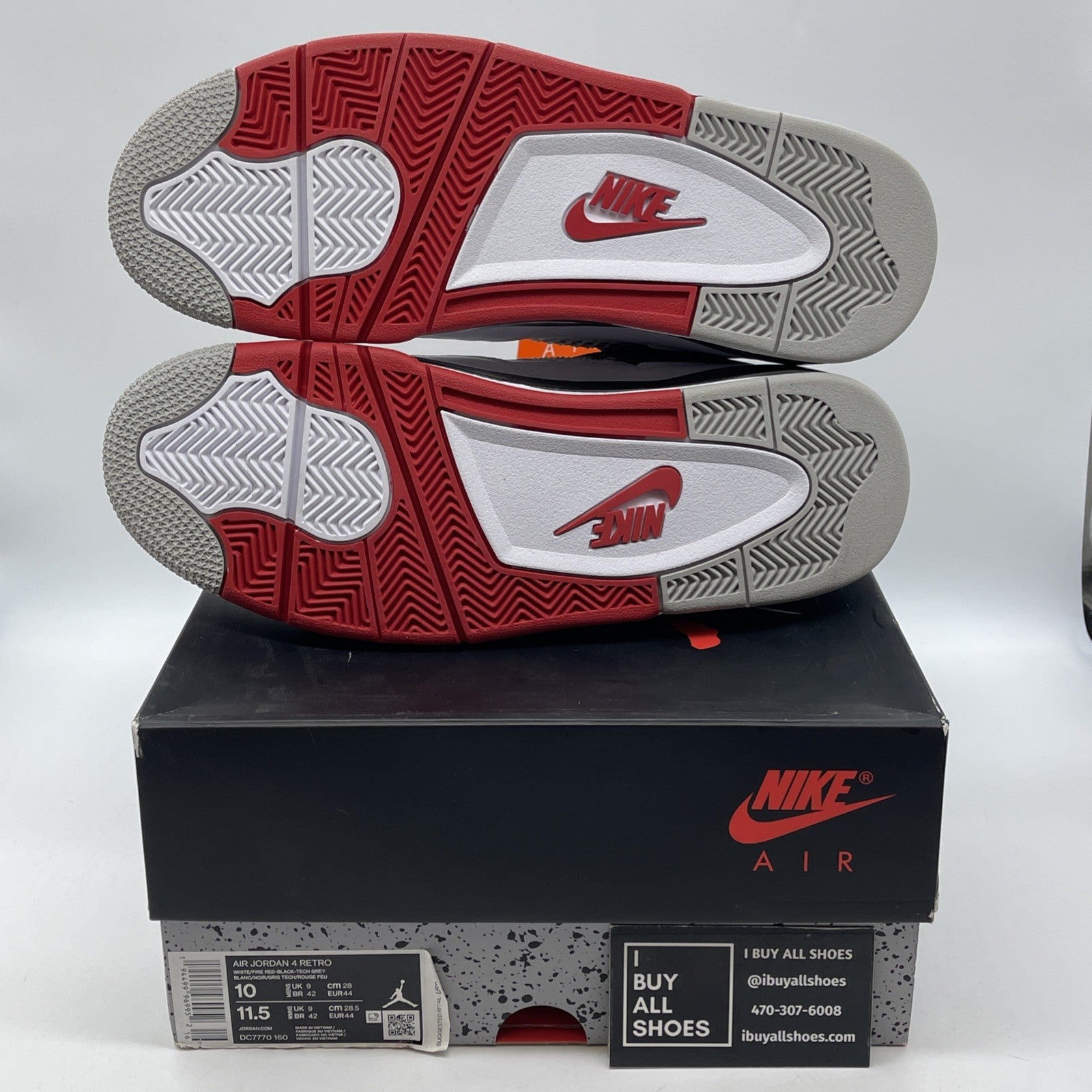 Size 10 - Jordan 4 Retro OG Mid Fire Red Black White Leather (DC7770-160)