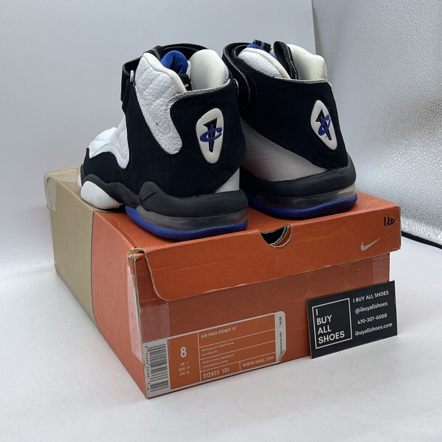Size 8 - Nike Air Max Penny 4 2006 Orlando Home Black White Suede (312455-101)