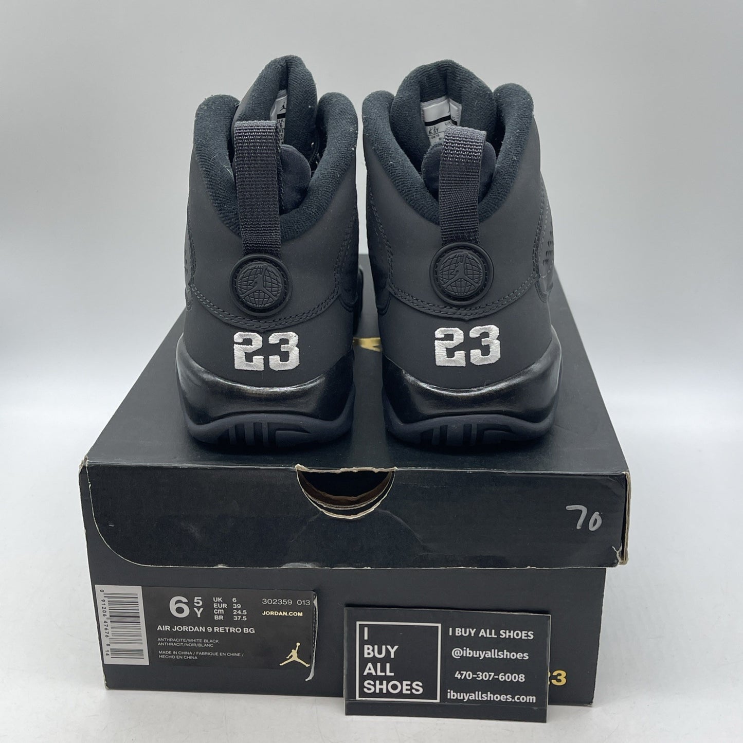 Size 6.5 (GS) - Air Jordan 9 Retro Mid Anthracite 2015 (302359-013)