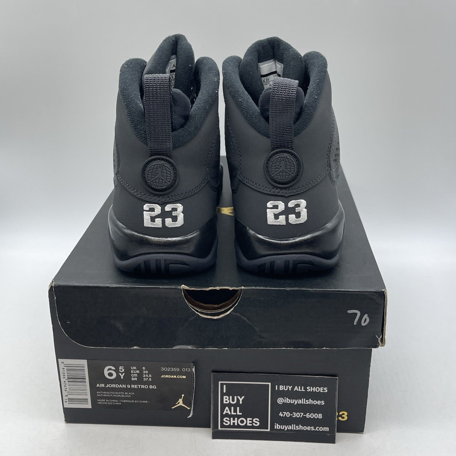 Size 6.5 (GS) - Air Jordan 9 Retro Mid Anthracite 2015 (302359-013)