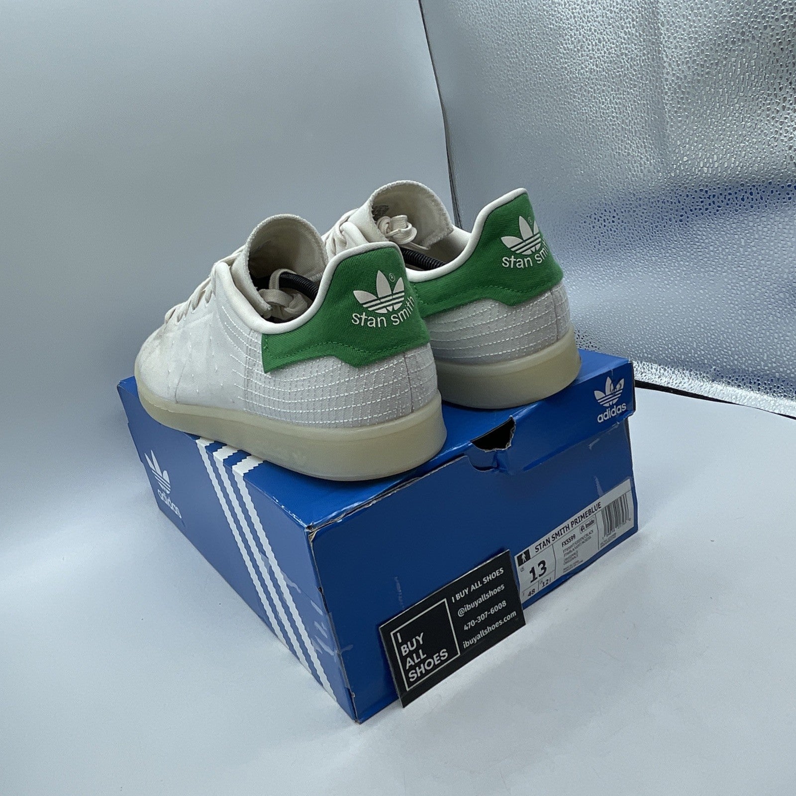 Size 13 - Adidas Stan Smith Primeblue White Green (FX5599)