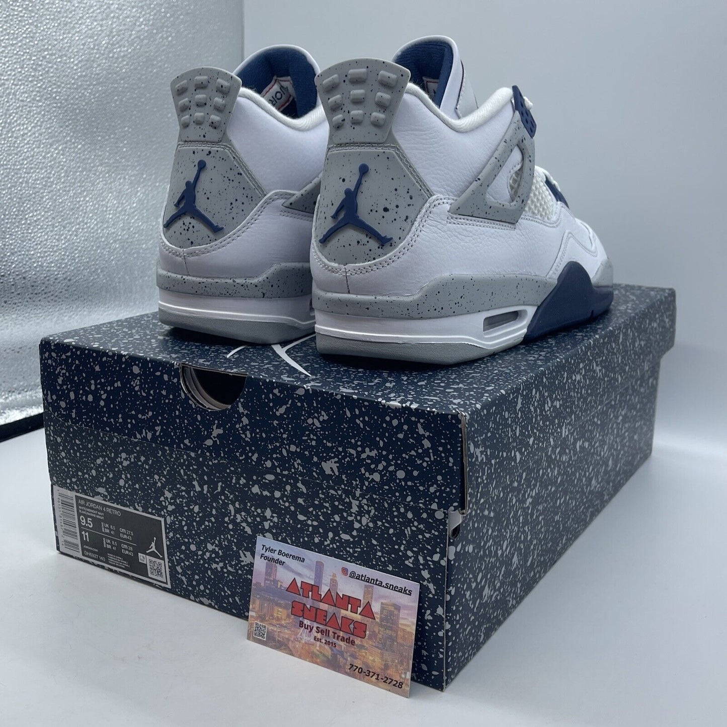 Size 9.5 - Jordan 4 Retro Mid Midnight Navy White Grey Leather (DH6927-140)