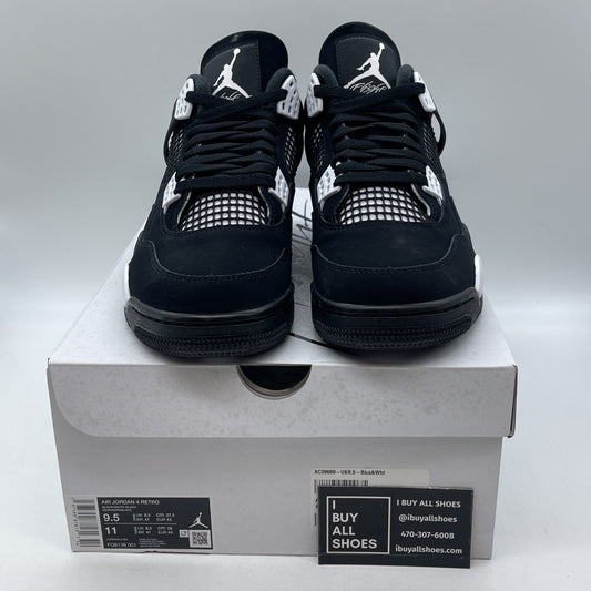 Size 9.5 - Air Jordan 4 Retro White Thunder Black Suede (FQ8138-001)