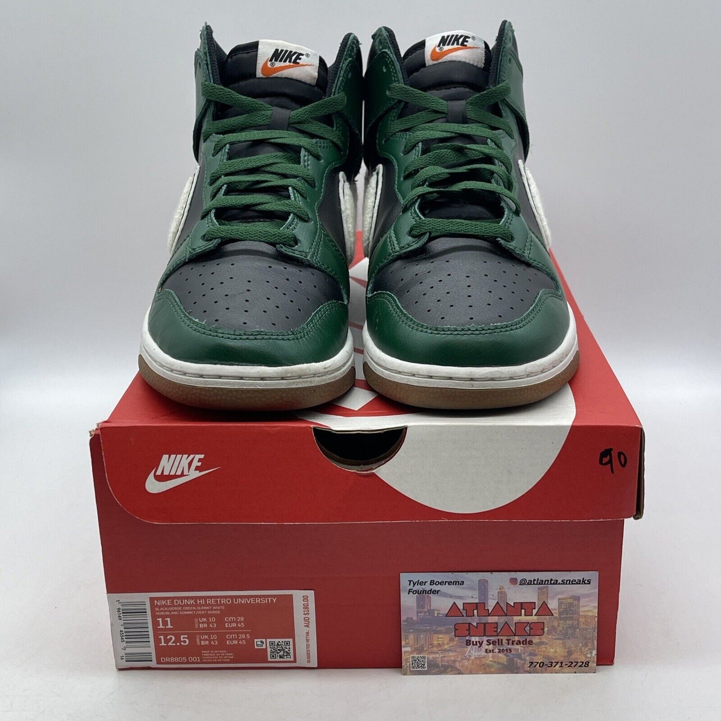 Size 11 - Dunk High Chenille Swoosh Gorge Green White Leather (DR8805-001)