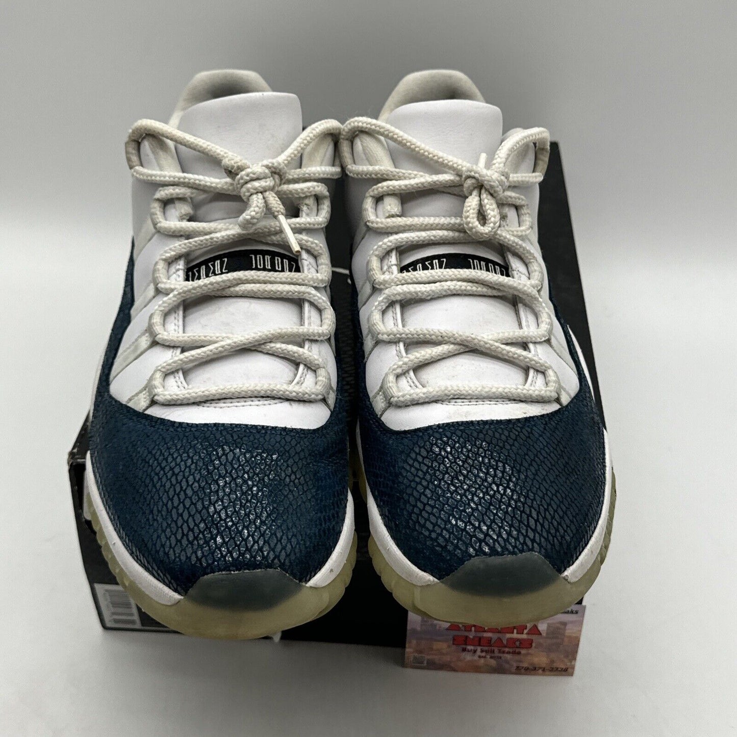 Size 12 - Jordan 11 Retro Low Snakeskin 2019 Navy White Ice Sole With Box