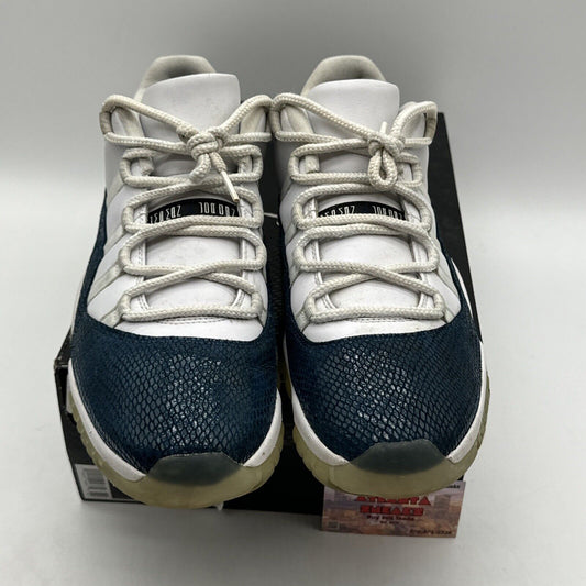 Size 12 - Jordan 11 Retro Low Snakeskin 2019 Navy White Ice Sole With Box