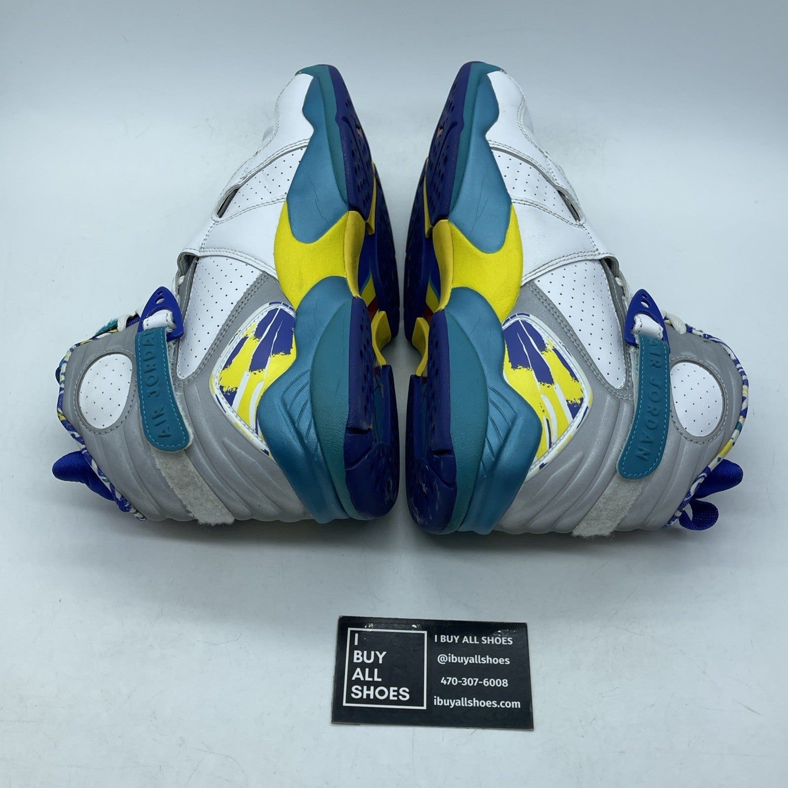 Size 9.5W - Air Jordan 8 Retro White Aqua Grey Blue Leather (CI1236-100)