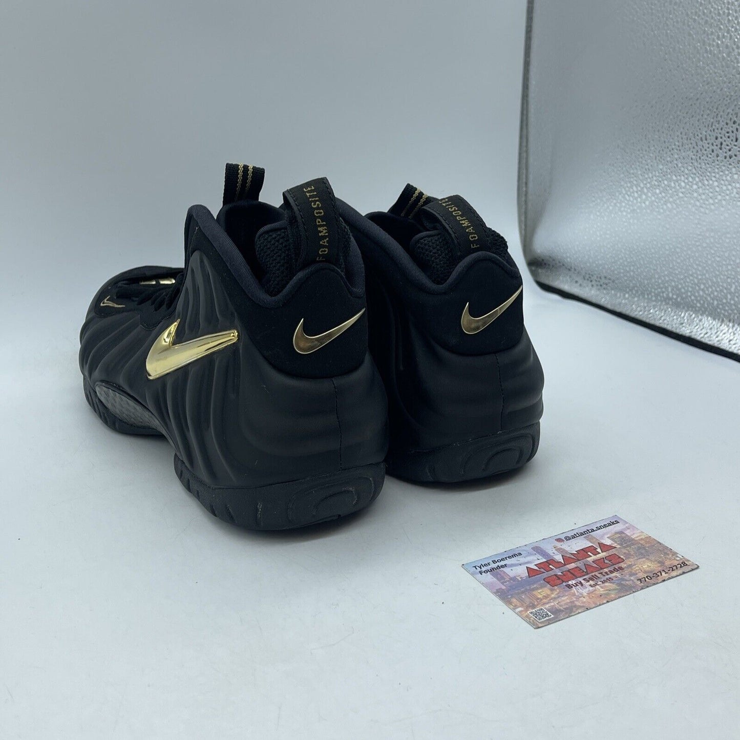 Size 10 - Nike Air Foamposite Pro Black Metallic Gold Leather (624041-009)