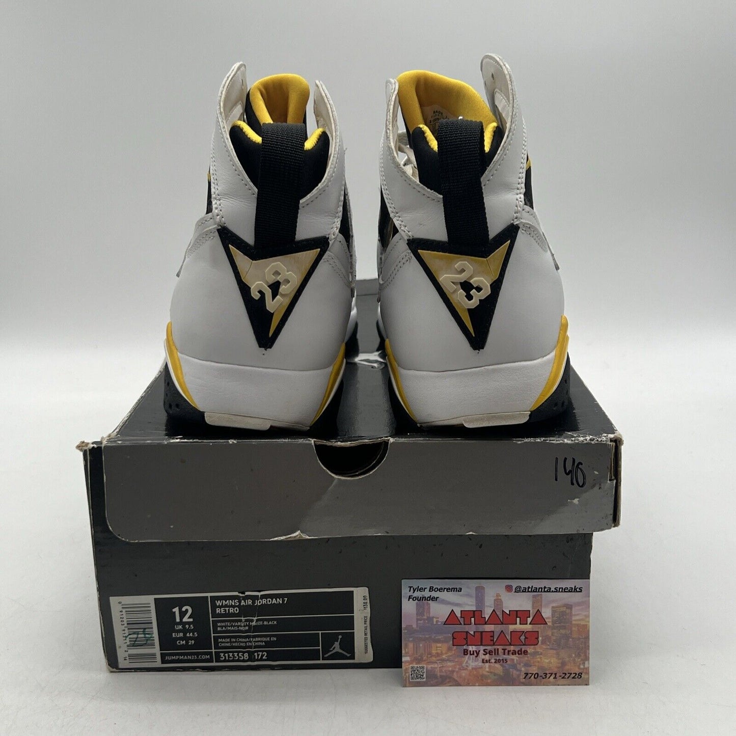 Size 12 - Air Jordan 7 Retro White Varsity Maize W Black Yellow (313358-172)