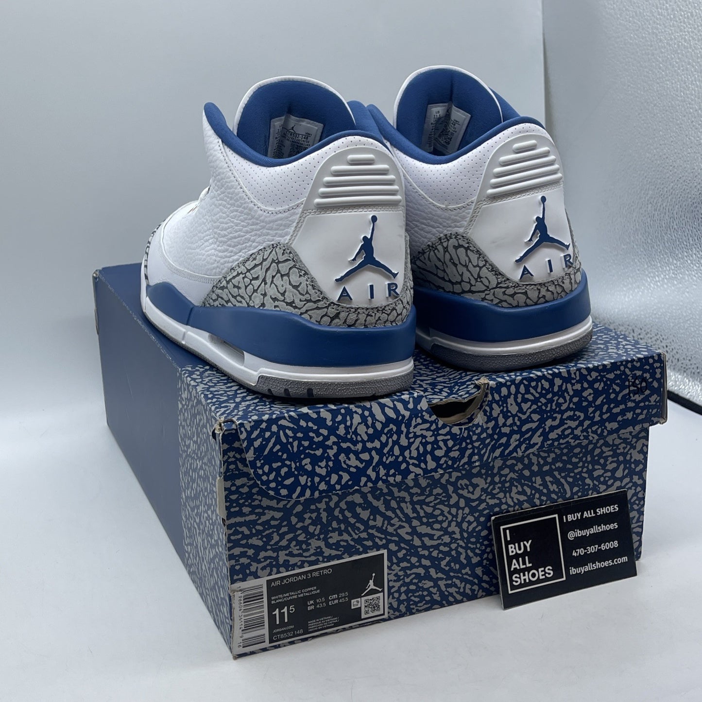 Size 11.5 - Jordan 3 Retro Mid Washington Wizards Grey Blue White (CT8532-148)