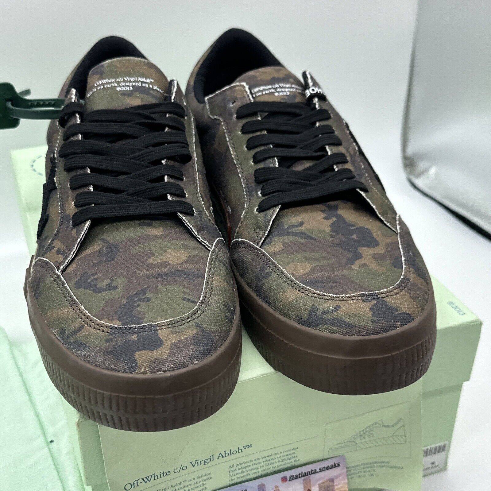 OFF-WHITE Vulc Low Black Camo Green Size 12 / 45 Brown Canvas New OG All