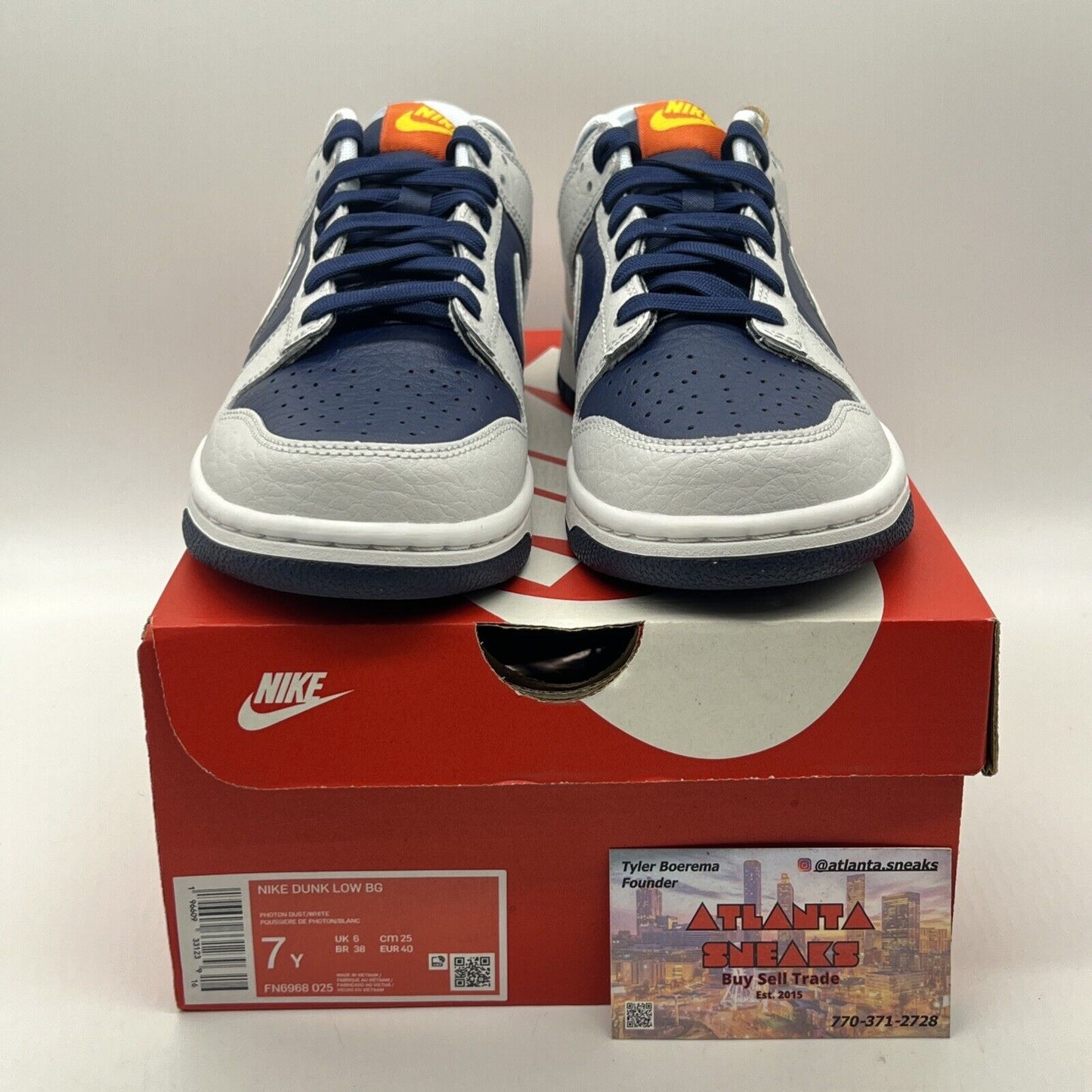 Nike Dunk Low (FN6968-025) Midnight Navy & White Size 7Y