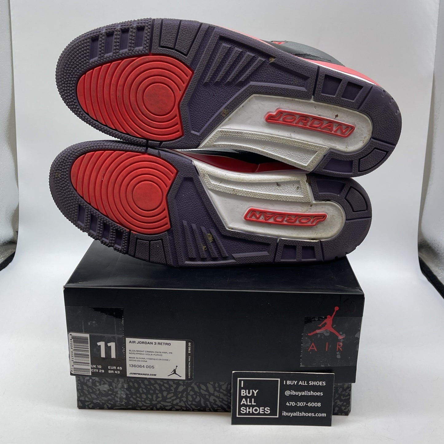 Size 11 - Air Jordan 3 Retro Crimson Black Pink Suede Leather (136064-005)