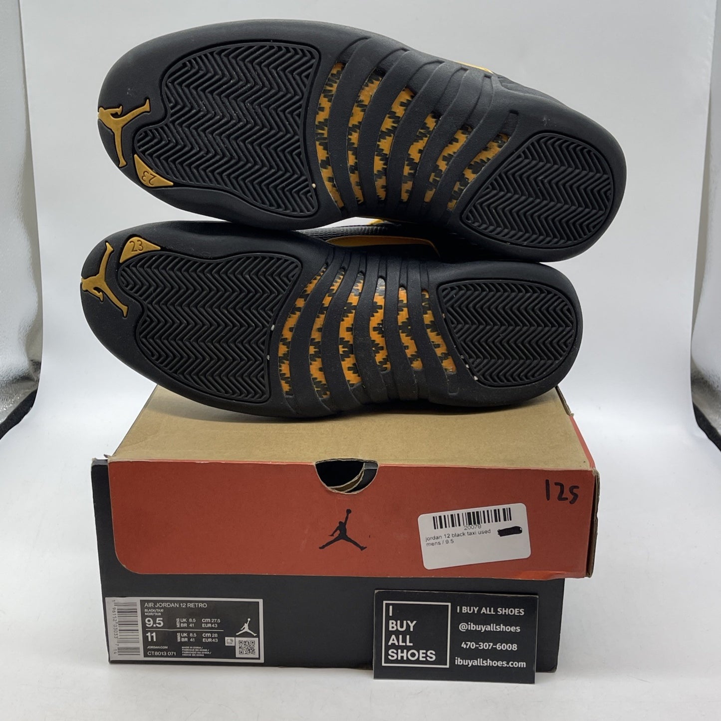 Size 9.5 - Jordan 12 Retro Mid Black Taxi Yellow Leather (CT8013-071)