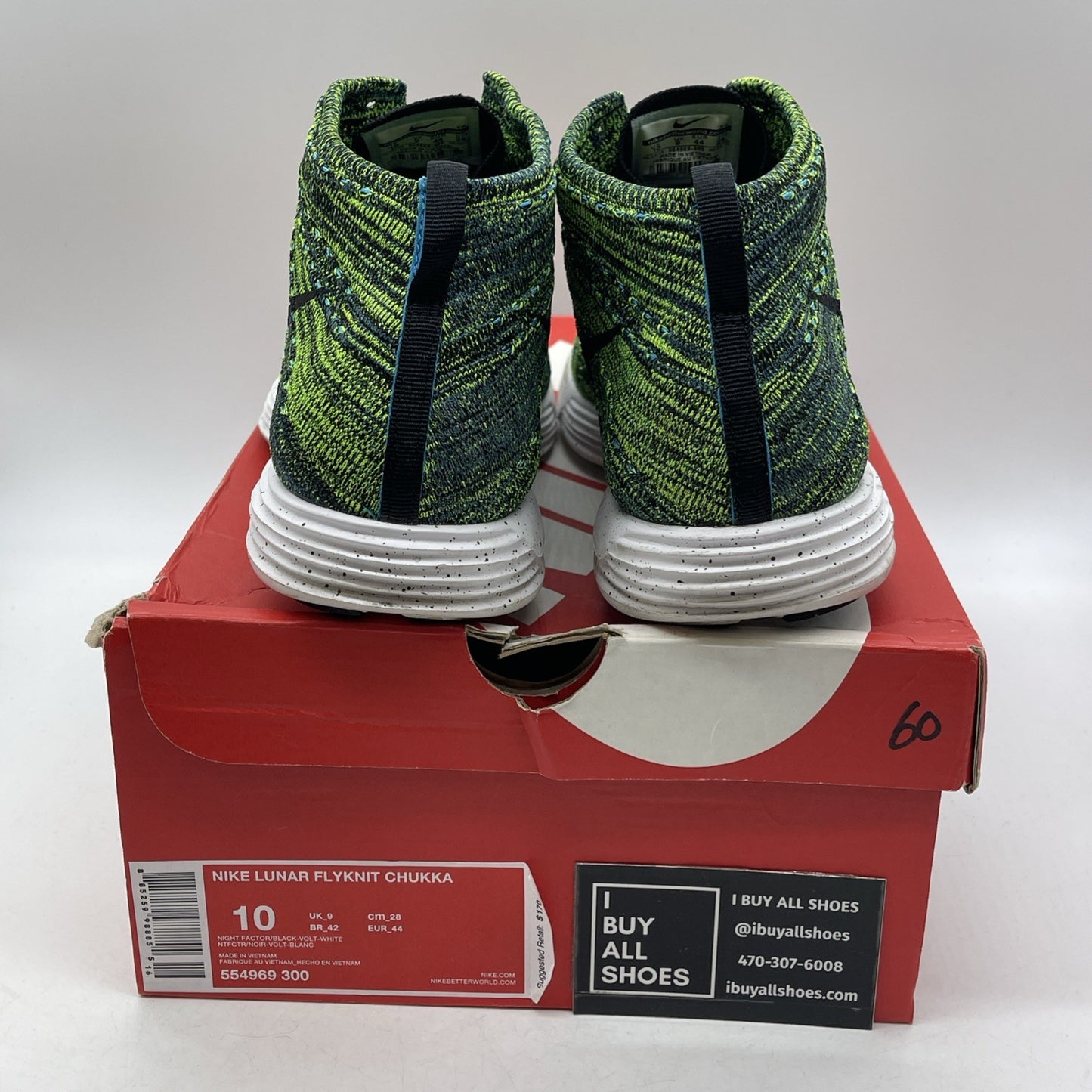 Size 10 - Nike Lunar Flyknit Chukka Green (554969-300)