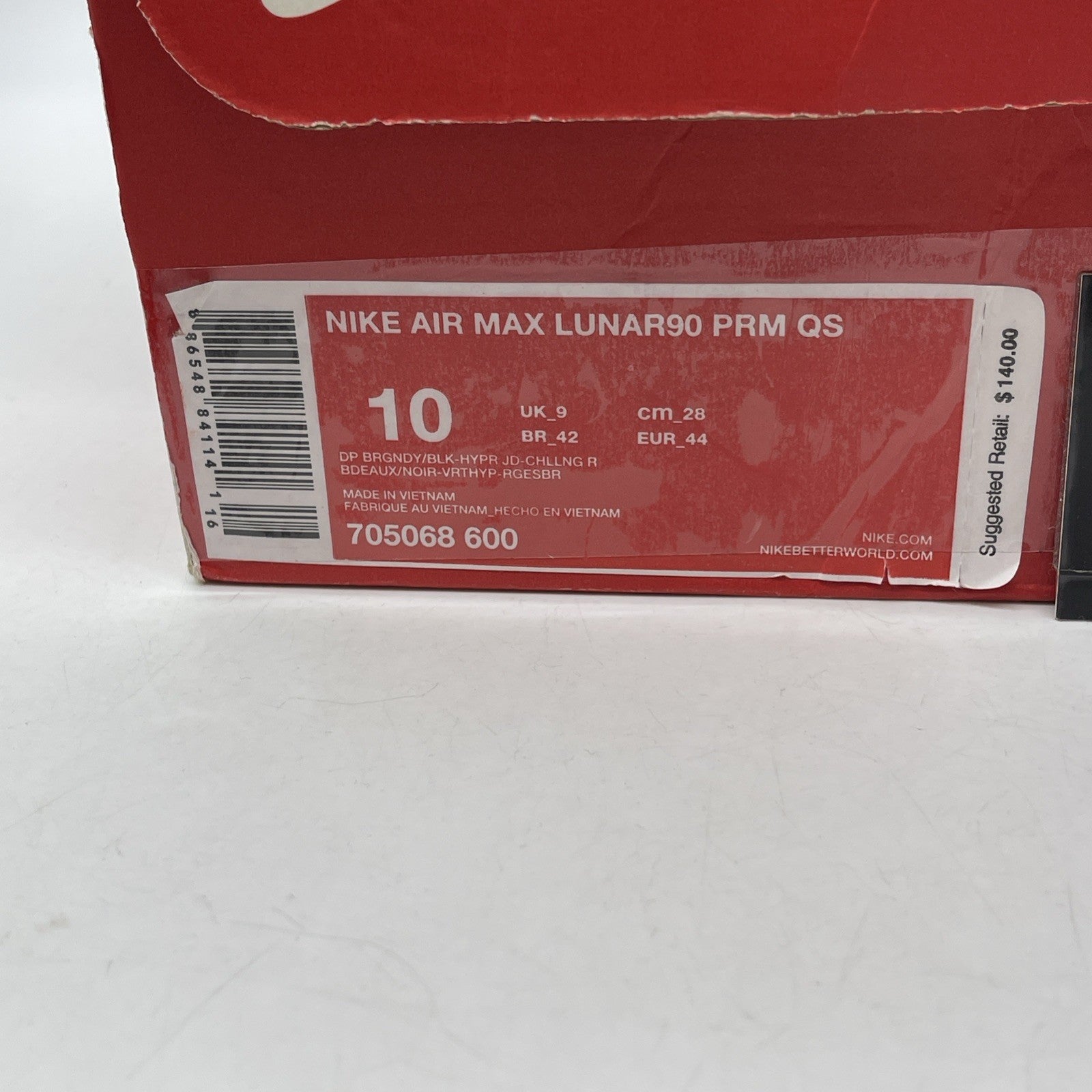 Size 10 - Nike Air Max Lunar90 Premium Suit & Tie Red Blue Leather (705068-600)