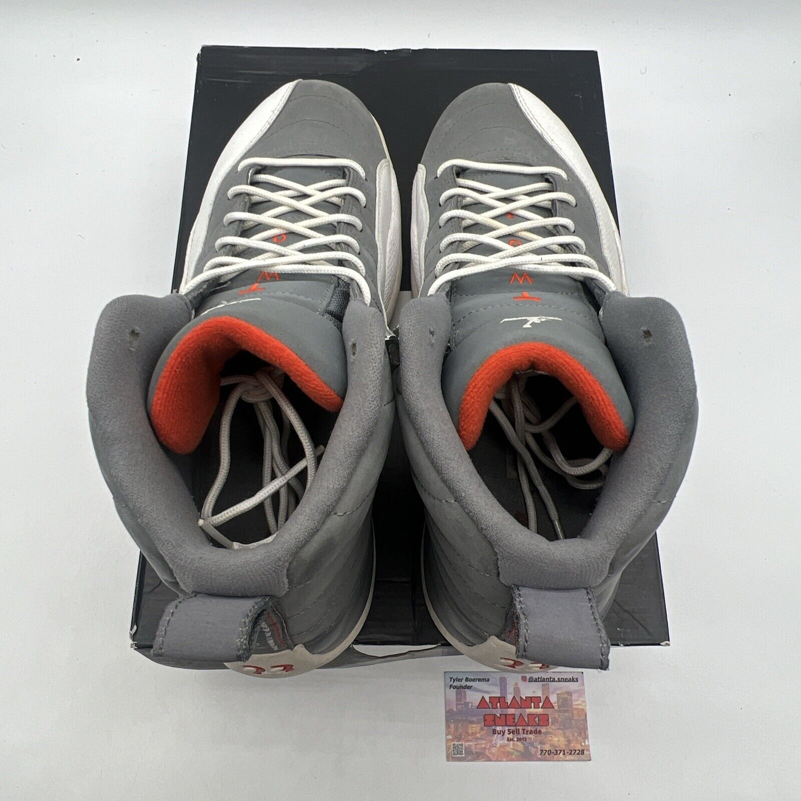 Size 10.5 - Air Jordan 12 Retro Cool Grey White Orange Suede (130690-012)