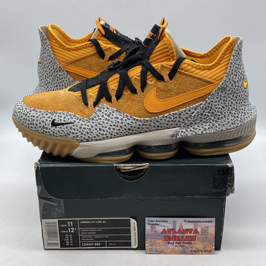 Size 11 - Nike Atmos x LeBron 16 Low Safari Orange Grey Green Suede (CD9471-800)