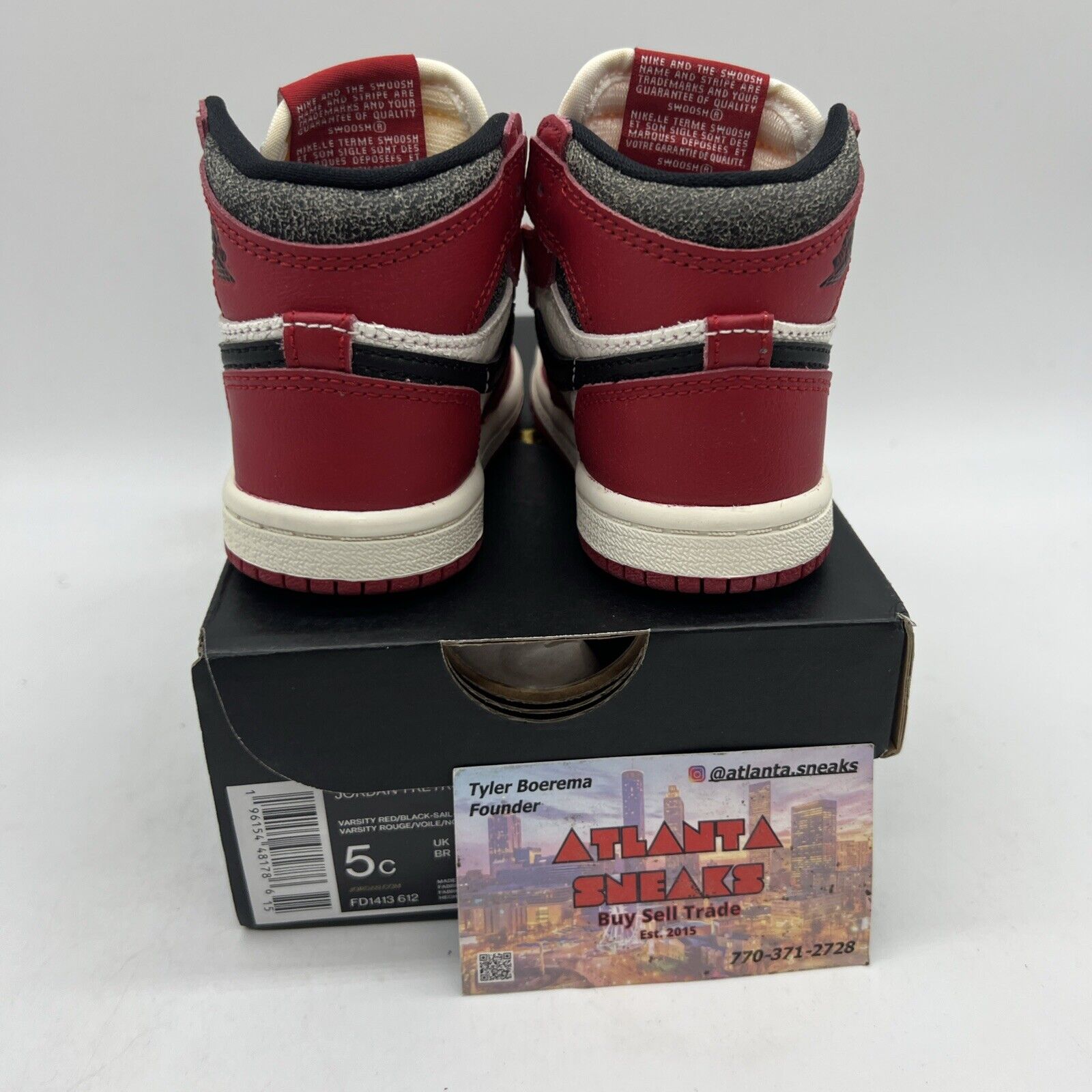 Nike Air Jordan 1 Retro High TD Chicago Lost & Found Size 5C Brand New Og All