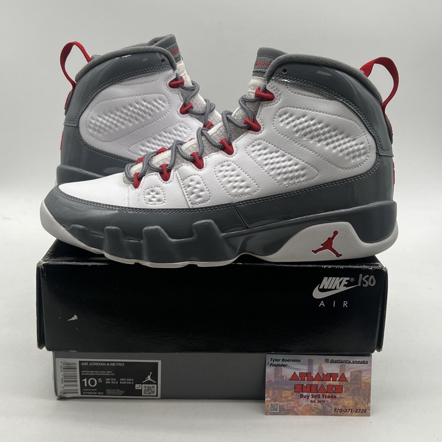 Size 10.5 - Jordan 9 Retro Mid Fire Red White Grey Leather (CT8019-162)