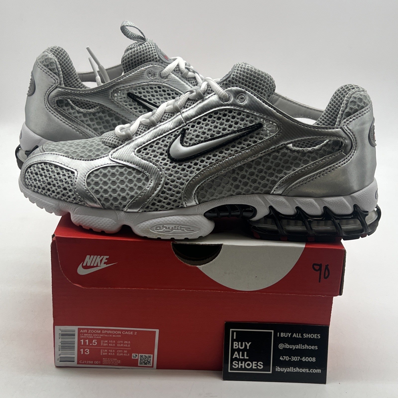 Size 11.5 - Nike Zoom Spiridon Caged 2 Metallic Silver (CJ1288-001)