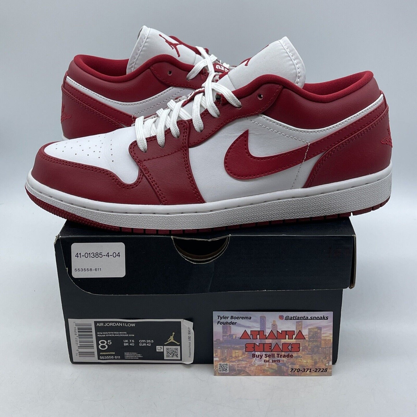 Size 8.5 - Air Jordan 1 Low Gym Red White Leather (553558-611)
