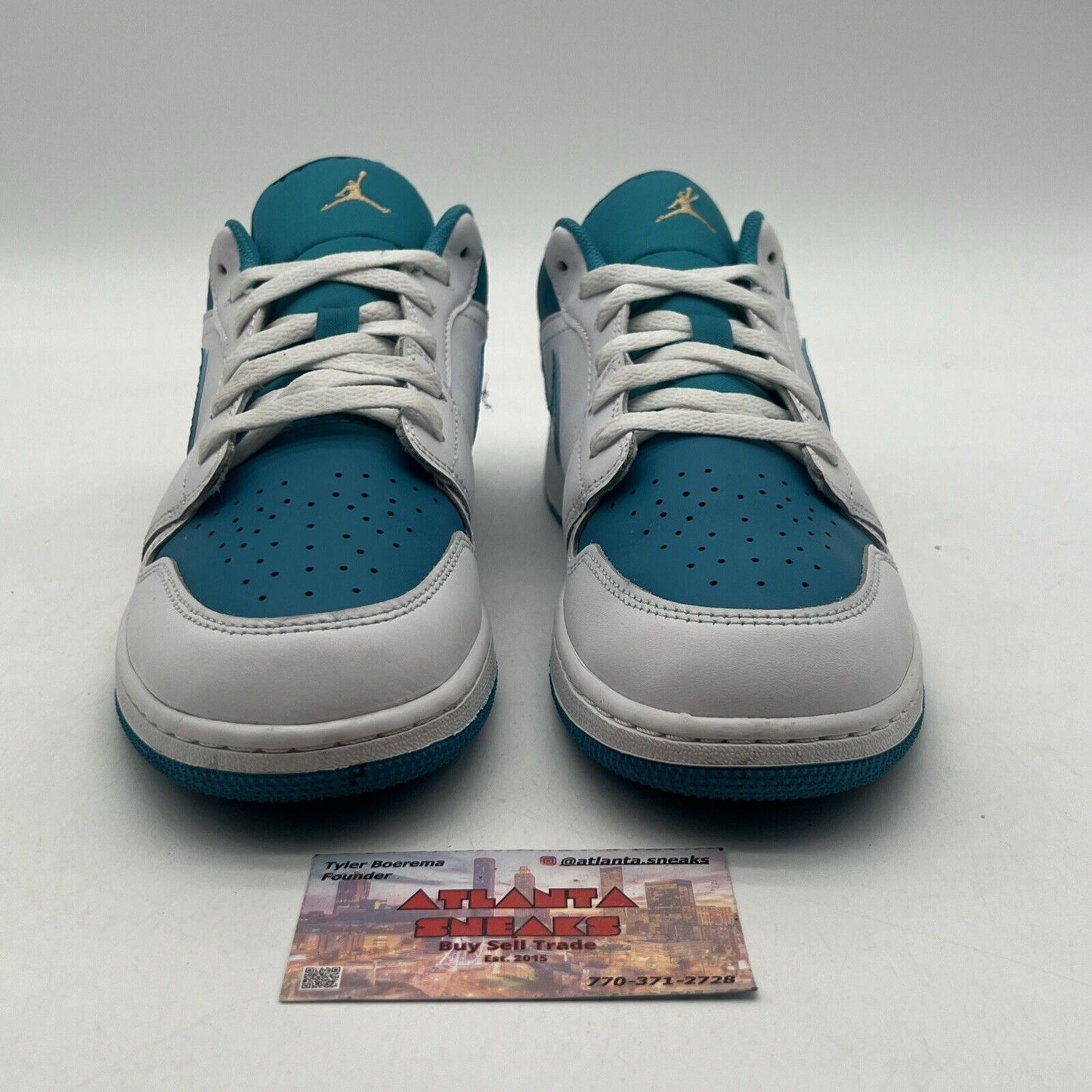 Size 7 (GS) - Jordan 1 Low Aquatone White Teal Suede Leather (553560-174)