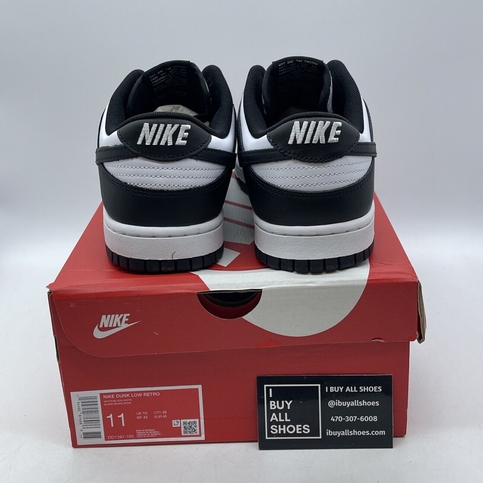 Size 11 - Nike Dunk Low Black White Suede Leather.  (DD1391-100)