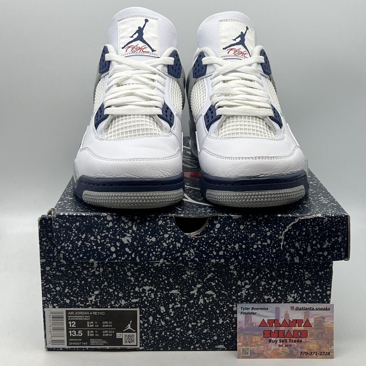 Size 12 - Jordan 4 Retro Mid Midnight Navy White Leather (DH6927-140)