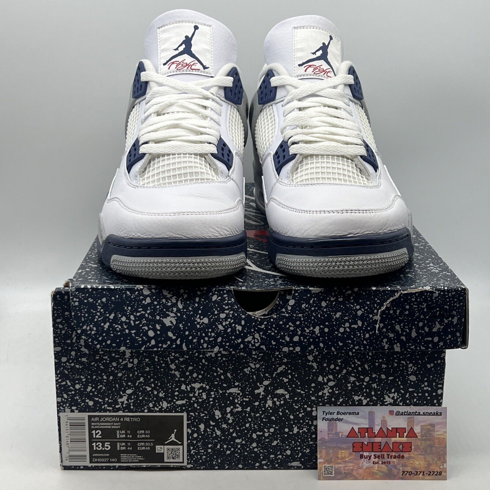 Size 12 - Jordan 4 Retro Mid Midnight Navy White Leather (DH6927-140)