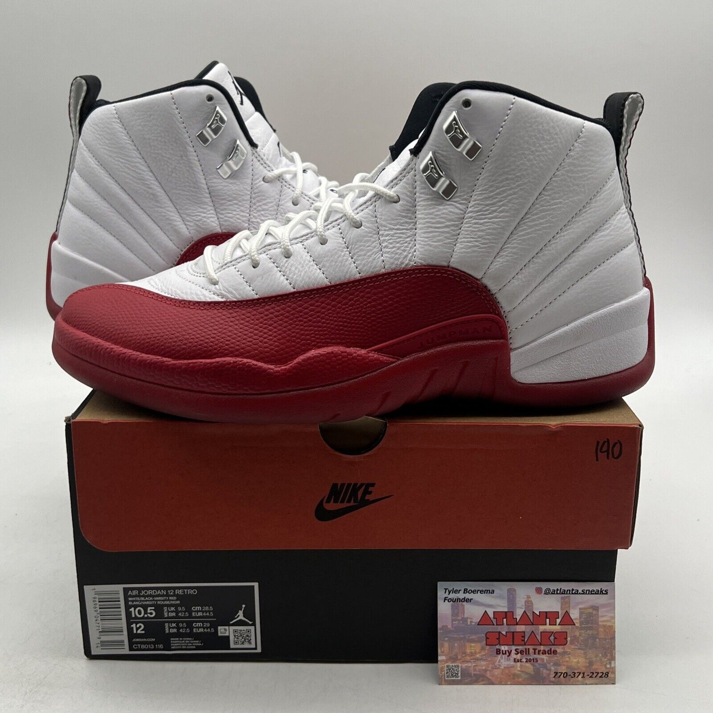 Size 10.5 - Jordan 12 Retro 2023 Mid Cherry White Red Black Leather (CT8013-116)