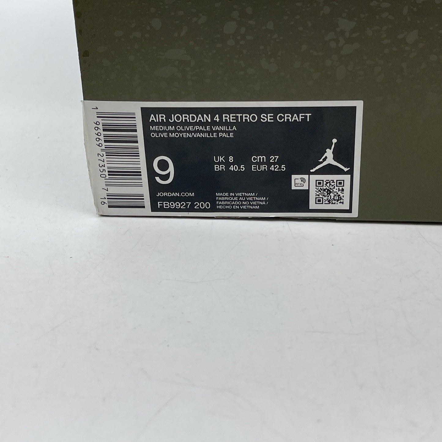 Size 9 - Jordan 4 SE Retro Low Craft - Olive Green Black Suede (FB9927-200)